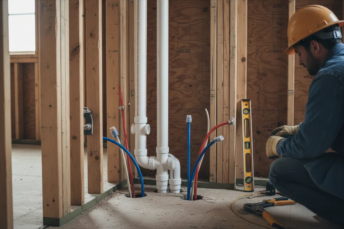 Drain and supply rough-in during Drain Cleaning in Littlestown
